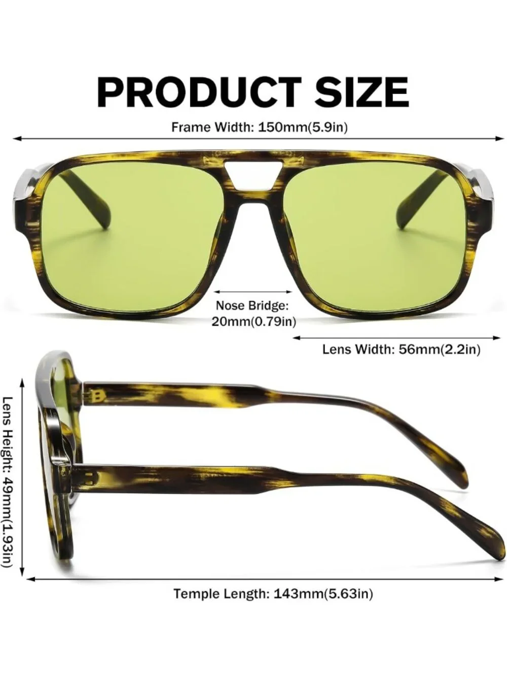 Trendy Retro Oversized Aviator Sunglasses for Women & Men - Vintage Square